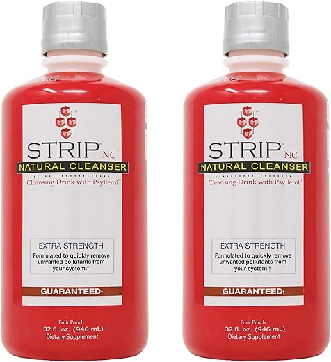 Strip NC Herbal Cleanse Detox Drink 32 Fl Oz – Desintoxicação Rápida do Corpo, Detoxificador Premium para Remoção Rápida de Toxinas, Limpeza Extrema, Sabor de Ponche de Frutas - Wellgenix