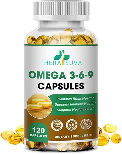 TheraSuva - Suplemento Natural de Ômega 3-6-9 de Alta Potência, 100% Vegano para Saúde do Coração e das Articulações – 120 Softgels, Fornecimento de 60 Dias