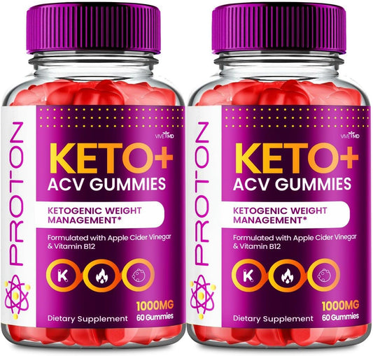 VIVE MD - Proton Keto Gummies Avançado para Gerenciamento de Peso, Gummies de Proteína Keto, Proton Keto Plus Gummies com Suplemento de Vinagre de Maçã 1000mg, Gummies Proton Keto ACV
