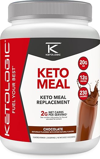 Ketologic - KetoLogic Shake em Pó Substituto de Refeição com MCT Óleo e Whey de Pasto – Fórmula Perfeita para a Cetose – 20 Porções – Chocolate