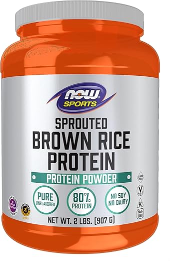 Sports Nutrition – Proteína de Arroz Integral Germinado, 80% Proteína, Pó sem Sabor, 2 Libras (907g) - NOW Foods