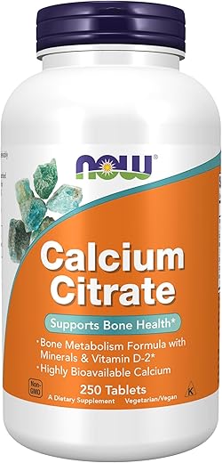 Suplementos, Citrato de Cálcio com Vitamina D, Magnésio, Zinco, Cobre e Manganês, 250 Comprimidos - NOW Foods