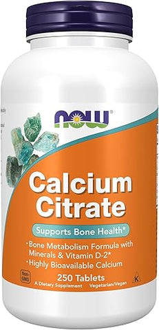 Suplementos, Citrato de Cálcio com Vitamina D, Magnésio, Zinco, Cobre e Manganês, 250 Comprimidos - NOW Foods
