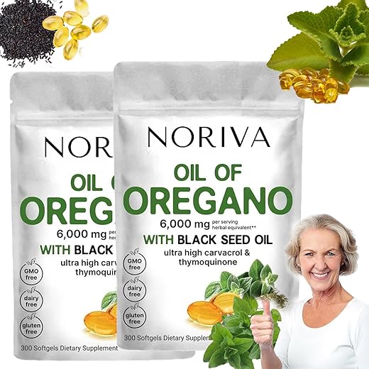 cooluder - Noriva Óleo de Orégano 6000mg + Óleo de Semente de Nigela | Cápsulas de Óleo de Orégano | Suplemento de Óleo de Orégano e Semente de Nigela | 2 Cápsulas