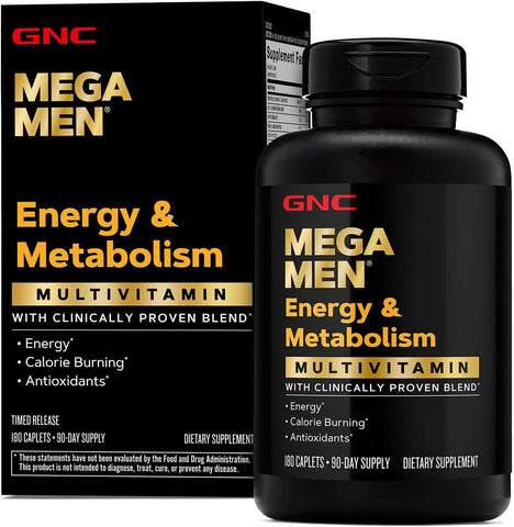 GNC Mega Men Energy & Metabolism Multivitamin | Antioxidants and Increased Calorie Burning | 180 Count