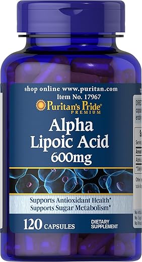Puritan's Pride - Puritan’s Pride Ácido Alfa Lipóico 600 Mg, 120 Cápsulas – Benefícios Antioxidantes e Saúde