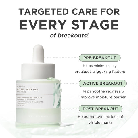 SKIN1004 Azelaic Acid 10% Ampoule, Hydrating Face Serum for Blemish-Prone & Oily Skin, Redness Soothing Serum for face, Visible Marks & Breakout Care with Centella, Korean Skin Care, 1.01 fl.oz / 30ml