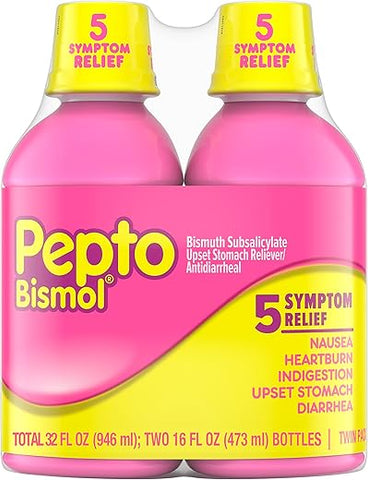 Pepto Bismol - Pepto-Bismol Líquido Regular – Total: 946 ml (473 ml X 2) – Alívio para Indigestão e Azia