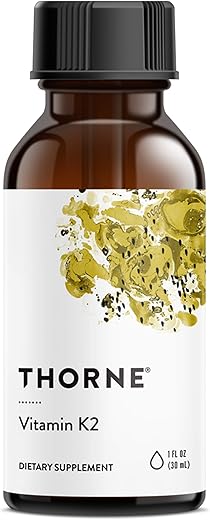 Vitamina K2 Líquida (1 mg por Gota) – Suplemento Concentrado de Vitamina K2 para Suporte Cardíaco e Ósseo – 30 ml - THORNE