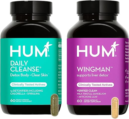 Full Skin and Liver Detox: Wingman e Daily Cleanse – Desintoxicação Verde de Cardo de Leite para saúde da pele e do fígado - HUM