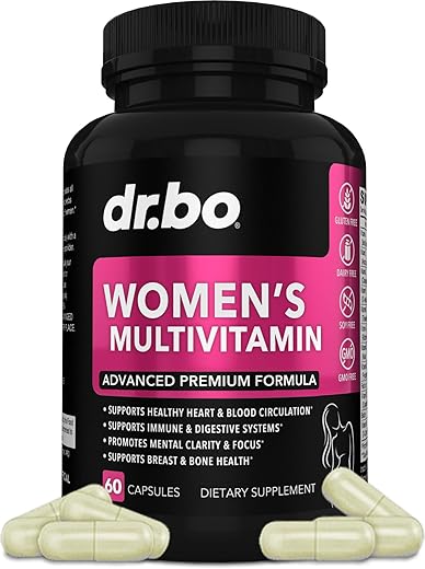 DR. BO - Multivitamínico Feminino Natural – Vitaminas Diárias para Mulheres – Energia e Suplementos de Vitaminas para Mulheres com Magnésio e Zinco – Cápsulas de Suplemento Mineral Multifuncional para Mulheres