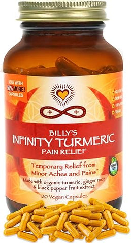 Infinity Greens - Cápsulas de Cúrcuma Infinity | Suplemento de Curcumina de Alta Potência | Cúrcuma Orgânica Certificada pelo USDA com Pimenta Preta e Gengibre | Cru, Vegano e Livre de Glúten | 100% Natural