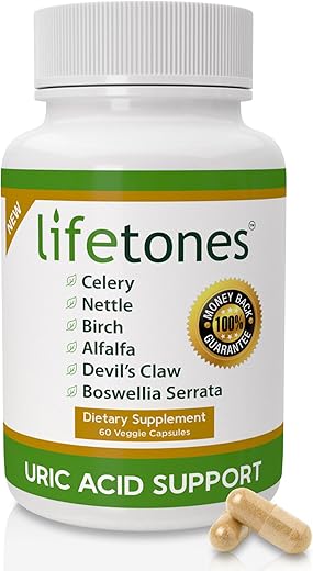 Life Tones - Lifetones Suporte ao Ácido Úrico – Limpeza Herbal das Articulações para Homens e Mulheres – Remédio Natural, Aumento da Flexibilidade – Livre de Transgênicos, Sem Glúten – 60 Vitaminas Veganas