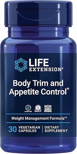 Body Trim e Controle de Apetite, verbena de limão, hibisco, peso saudável, promove saciedade, gerenciamento de peso, sem glúten, não transgênico, 1 diário, vegetariano, 30 cápsulas - Life Extension