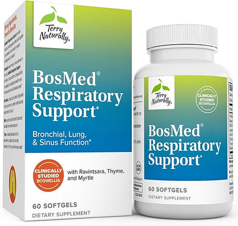 BosMed Suporte Respiratório – Suplemento Herbal para Suporte Pulmonar – Suplemento para Pulmões Saudáveis – Passagens Brônquicas Desobstruídas – 60 cápsulas - Terry Naturally