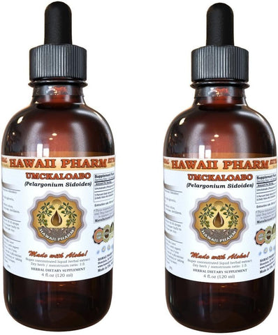 Hawaii Pharm - HawaiiPharm Extrato Líquido de Umckaloabo, Tintura de Raiz Seca de Umckaloabo (Pelargonium Sidoides) Suplemento Herbal 2×120 ml