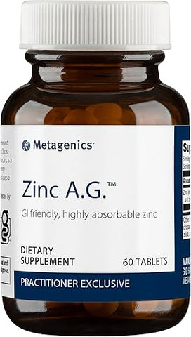 Zinc A.G. – Absorção Avançada – 20 mg de Zinco – Suporte Imunológico, Saúde Óssea - Metagenics