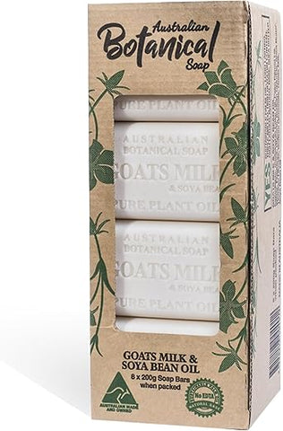 Australian Botanical Soap - Sabonete Botânico Australiano Leite de Cabra e Óleo de Soja Triplo-Moído, 8 Barras – Embalagem Pode Variar