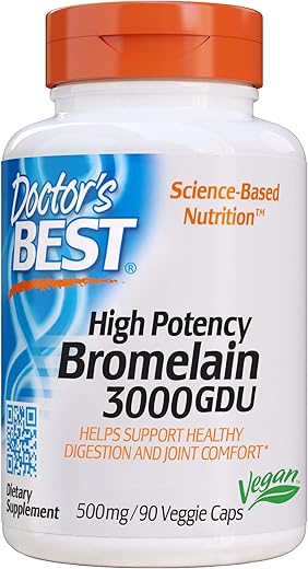 Doctor's BEST - Doctor’s Best Bromelain 3000 GDU – Enzimas Digestivas Proteolíticas, Saúde Digestiva, Articular e Absorção de Nutrientes – 500mg, 90 Cápsulas