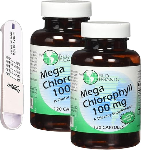 moofin - Cápsulas de Clorofila 100mg + Colher Medidora – Suplemento Herbal Detox, Rico em Magnésio, Vegetariano – Pacote com 2