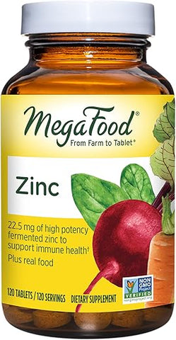 Zinc – Suplemento de Suporte Imunológico – Alta Potência de Zinco Fermentado com Mistura de Alimentos Nutritivos – Vegano, Não-OGM, Sem Glúten e Kosher – Feito sem 9 Alimentos - MegaFood