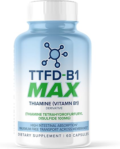 MAXLIFE NATURALS - TTFD B1 Max – Vitamina B1 TTFD 100mg – Thiamine Tetrahydrofurfuryl Disulfide MAX, 60 Cápsulas por MaxLife Naturals