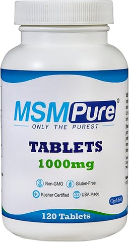 MSMPure Tablets – 120 Unidades, 1000 mg por Comprimido, Suplemento de Enxofre Orgânico MSM Puro, Fabricado nos EUA - KALA HEALTH