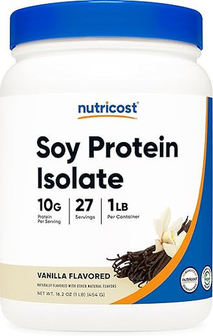 Proteína Isolada de Soja em Pó, 454g Baunilha – 10g de Proteína por Porção, Vegano, Livre de GMO - Nutricost