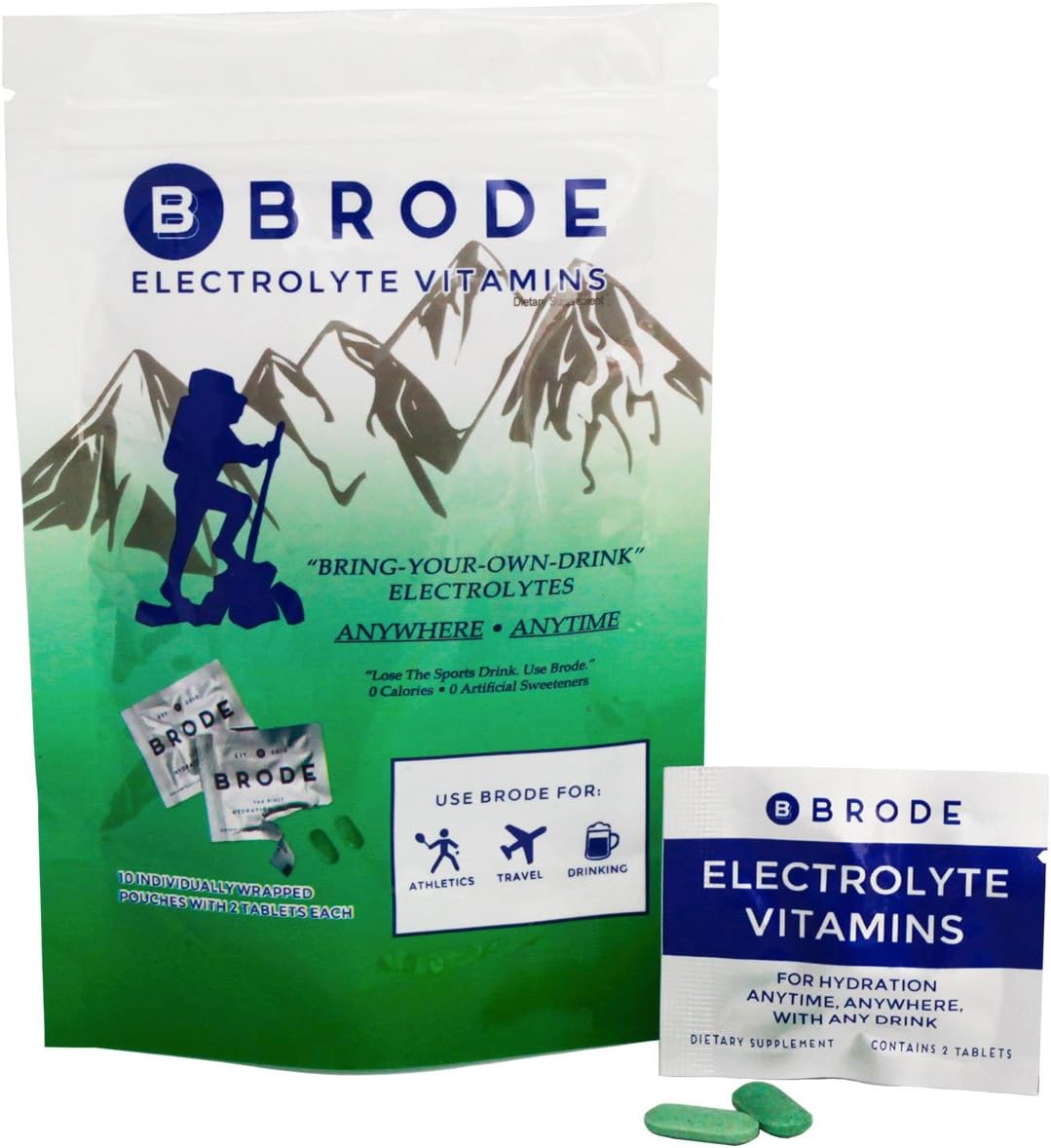 Vitaminas Eletrolíticas – Comprimidos Portáteis de Eletrolitos sem Açúcar – Sem Sabor Desagradável – para Esportes, Vida Noturna, Jetlag, 5 Eletrolitos Essenciais 9 Vitaminas - Brode