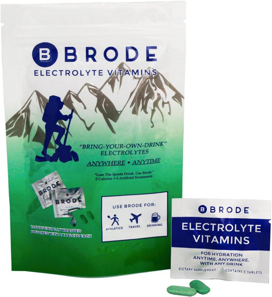 Vitaminas Eletrolíticas – Comprimidos Portáteis de Eletrolitos sem Açúcar – Sem Sabor Desagradável – para Esportes, Vida Noturna, Jetlag, 5 Eletrolitos Essenciais 9 Vitaminas - Brode
