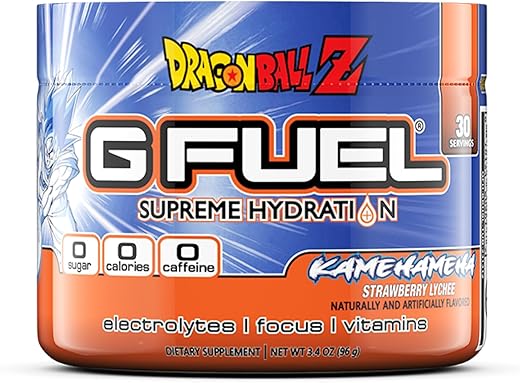 Kamehameha: Pó de Eletrólitos para Hidratação, Energia e Foco – Sabor Morango Lichia, Sem Açúcar, Zero Cafeína, Com Minerais Essenciais - G Fuel