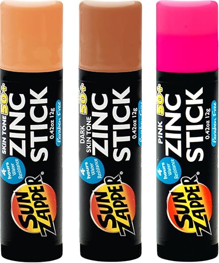 Beauty Pack – Pele Clara, Pele Escura, Rosa (3 Pacotes) – Protetor Solar em Bastão com Óxido de Zinco SPF 50 - Sun Zapper
