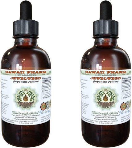 Extrato Líquido de Jewelweed sem Álcool, Glicerito de Erva Seca de Jewelweed (Impatiens Pallida) Hawaii Pharm – Herbal Natural 2×2 oz (60ml)