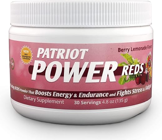 PATRIOT HEALTH ALLIANCE - Patriot Power Reds: Pó Energizante de Probióticos Antioxidantes, Super Reds em Pó, Ideal para Shakes ou Adicionar Água, Mais de 50 Superfoods, Aumenta a Energia