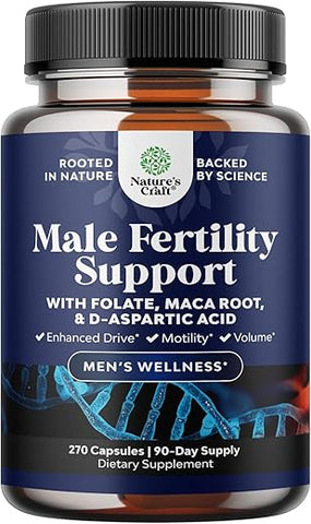 Natures Craft - Suplemento Masculino Avançado para Fertilidade Pré-Concepção – CoQ10, Maca Root e Methyl Folate