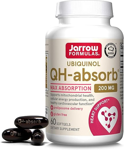QH-Absorb 200 mg – Ubiquinol para Função Cardiovascular Saudável – 60 Softgels, 60 Dias de Fornecimento - Jarrow Formulas