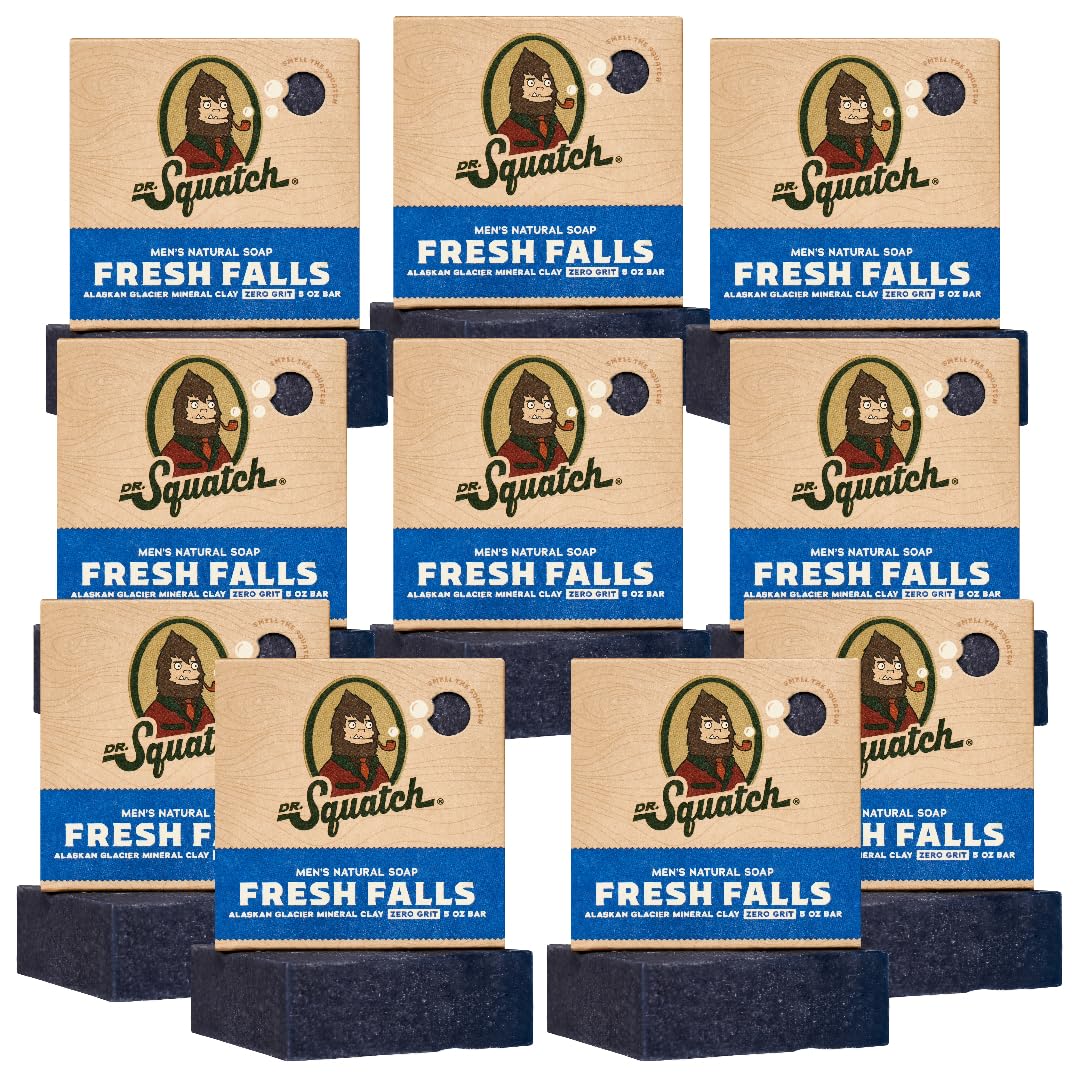 Sabonete em Barra para Homens – 10 Unidades Fresh Falls – Sabonete Natural para Homens – 10 Barras de Sabonete – Perfume de uma Queda de Água Fresca da Floresta - Dr. Squatch