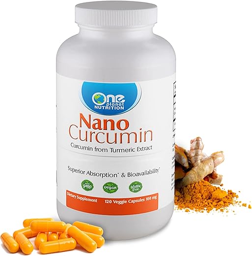 One Planet Nutrition - Nano Curcumin 100 mg Cápsulas Vegetais (120 Porções), Extrato de Cúrcuma, Nano para Alta Absorção, Suporte Anti-Inflamatório