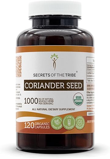 Secrets of the Tribe - Segredos da Tribo – Semente de Coentro 120 Cápsulas, Orgânico USDA, Feito com Cápsulas Vegetais (120 Cápsulas)