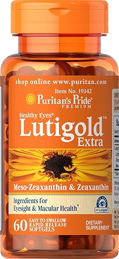 Puritan's Pride - Puritan’s Pride Lutigold Extra para Olhos Saudáveis – 60 Soft Gels – Luteína com Meso-zeaxantina e Zeaxantina