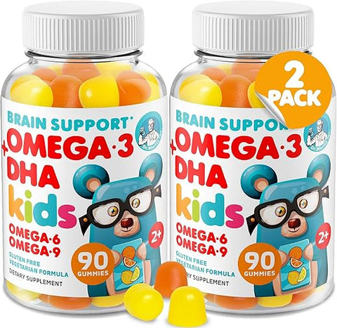 Gomas Omega 3 para Crianças (180 Unidades), Gomas Veganas de Ômega 3 para Crianças sem Óleo de Peixe, Vitaminas Ômega 3 DHA para Crianças para o Cérebro - DR. MORITZ