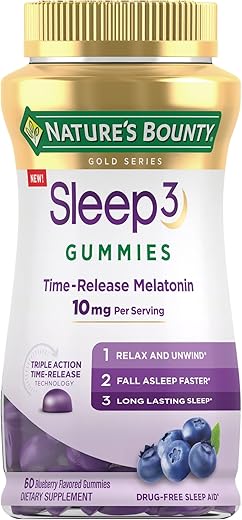 Nature's Bounty - Nature’s Bounty Sleep3 Gummies 10mg Melatonina, Sabor Mirtilo, 60 Gummies