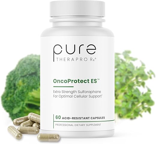 OncoProtect ES – Sulforafano *ALTA DOSE* | 706 mg Extrato de Semente de Brócolis Patenteado BroccoRaphanin Ativado | Glucoraphanin Mirosinase | 60 Cápsulas - Pure Therapro Rx