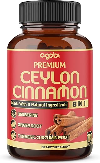agobi - Canela Ceylon Premium com Berberina – Suplemento 8 em 1 de Cúrcuma, Gengibre, Gymnema