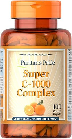 Puritan's Pride - Puritan’s Pride C-1000 Complexo de Caplets Revestidos, 100 Unidades – Vitamina C, Antioxidante, Saúde Imunológica