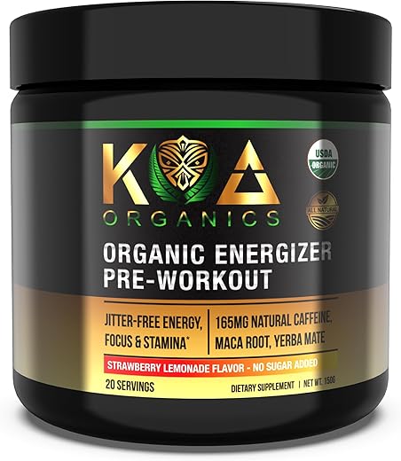 Pó Pré-Treino Orgânico Certificado USDA para Homens | Energia Natural e Saúde | 100% Orgânico | 300g - KOA Organics