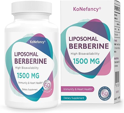 KoNefancy - Berberine HCL 1500mg – Cápsulas Lipossomais de Alta Bioatividade para Mulheres e Homens, Ativador AMPK