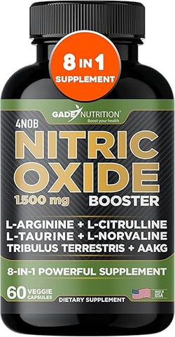 GADE NUTRITION BOOST YOUR HEALTH - Suplemento de Óxido Nítrico – Cápsulas de L-Arginina – Aumenta Energia e Resistência